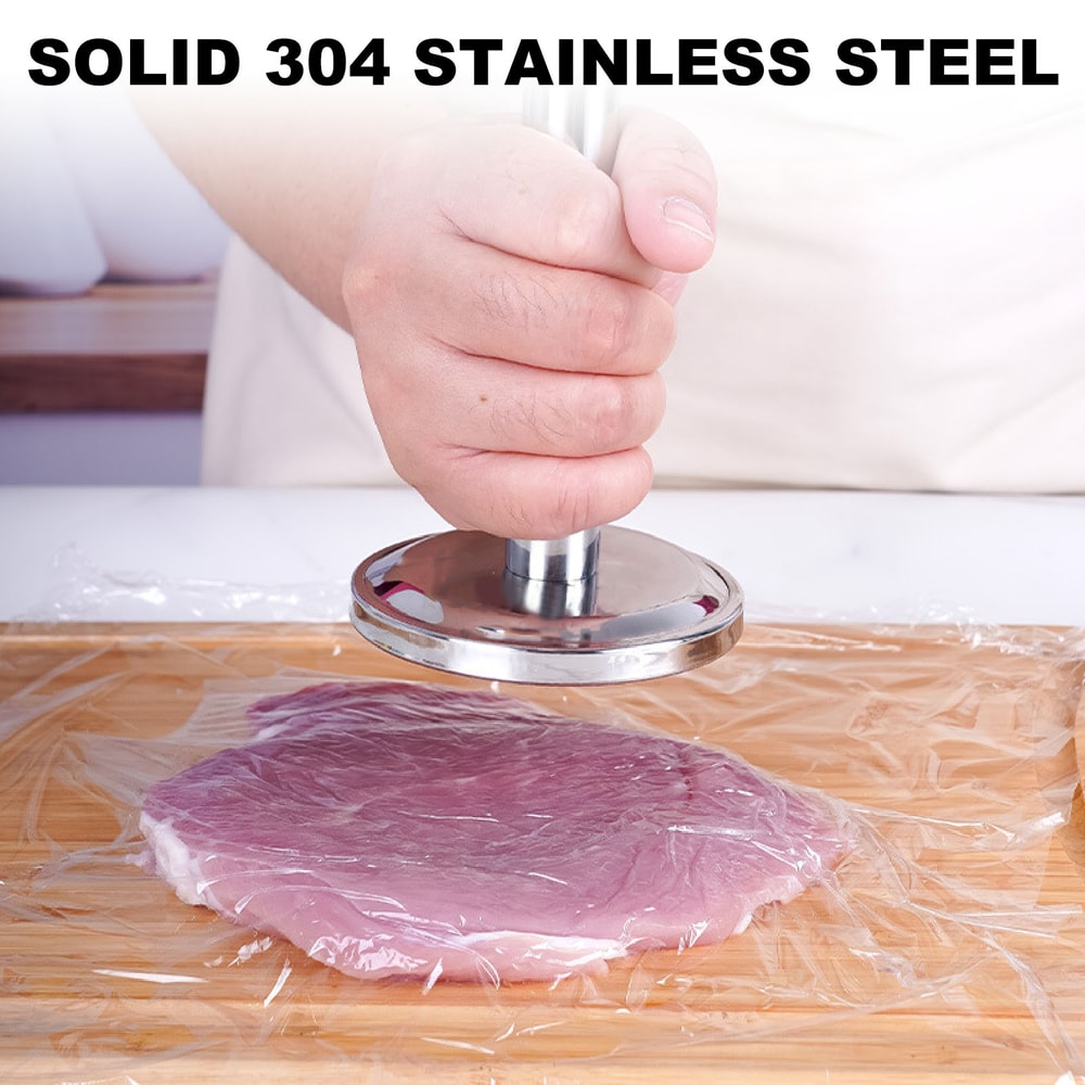 High Impact Stainless Steel Meat Tenderizer Hammer for Juicy, Even Cooking