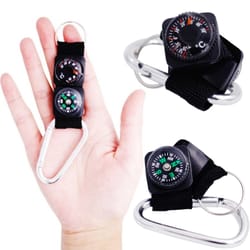 multi function outdoor survival carabiner with compass and thermometer clip