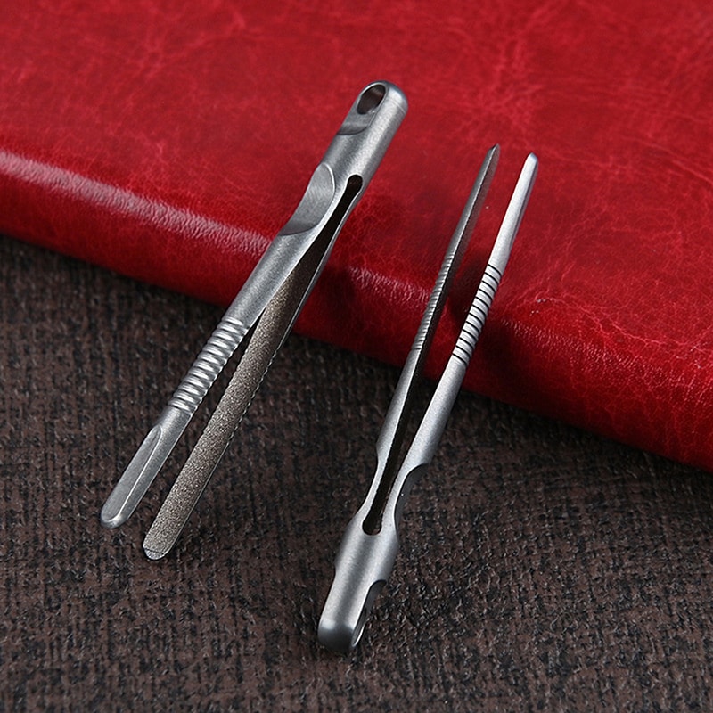 Portable Titanium Tweezers Keychain Clip Durable Mini Precision Tool for Outdoor and EDC Use