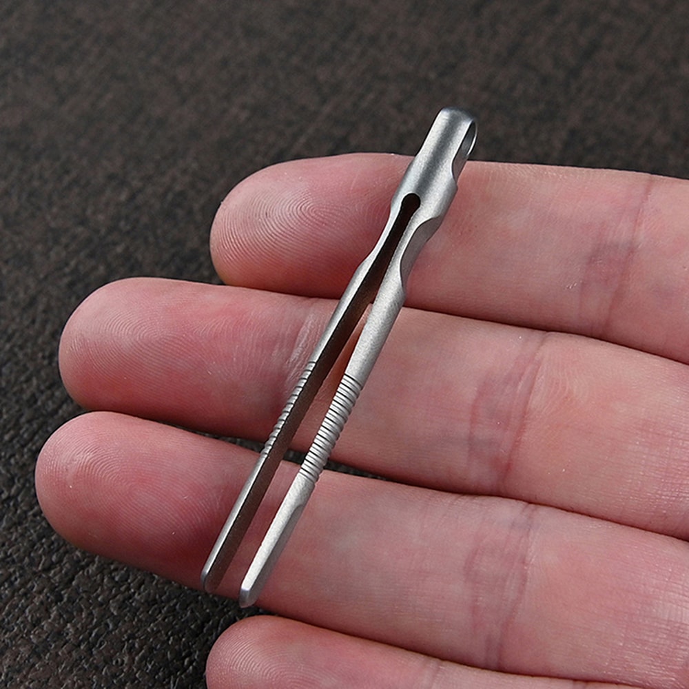 Portable Titanium Tweezers Keychain Clip Durable Mini Precision Tool for Outdoor and EDC Use