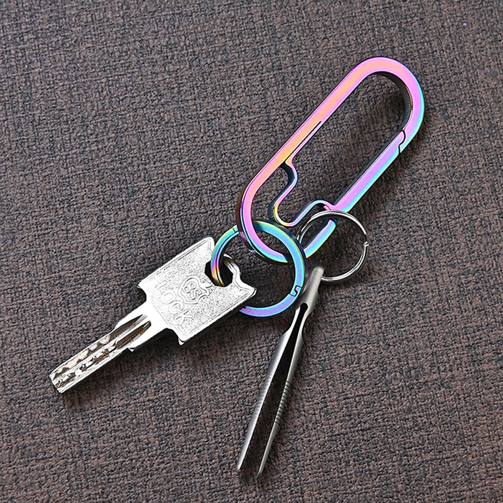 Portable Titanium Tweezers Keychain Clip Durable Mini Precision Tool for Outdoor and EDC Use