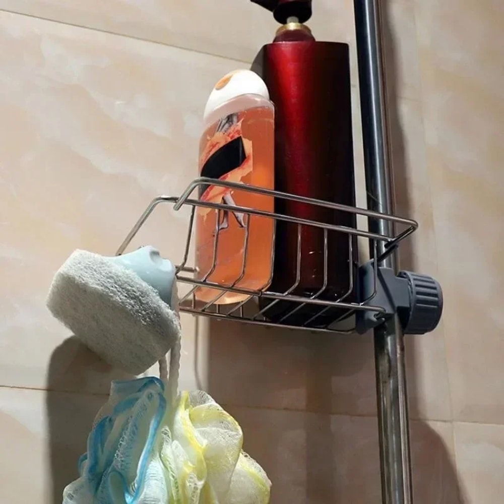 Stainless Steel Sink Organizer Rack with Faucet Holder and Detachable Drain Shelf