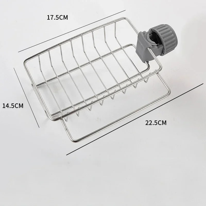 Stainless Steel Sink Organizer Rack with Faucet Holder and Detachable Drain Shelf