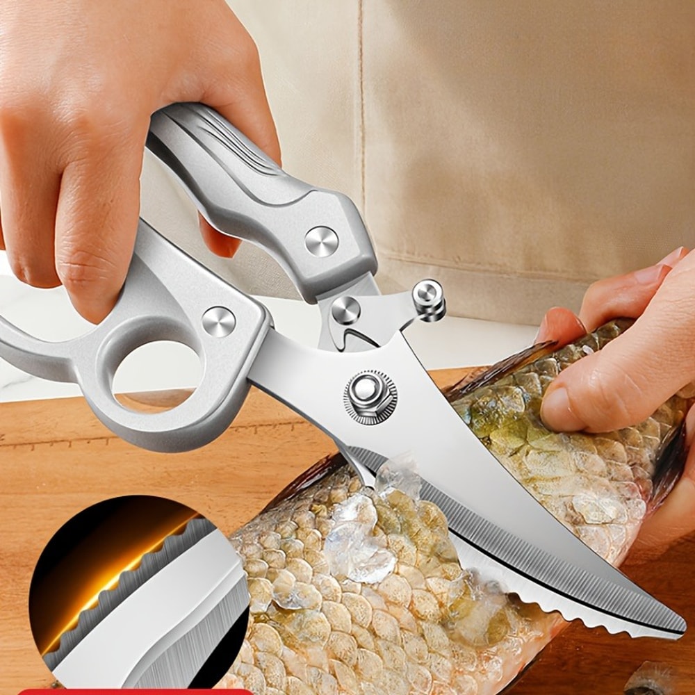 High-Precision Kitchen Shears for Bones and Seafood with Ergonomic Grip