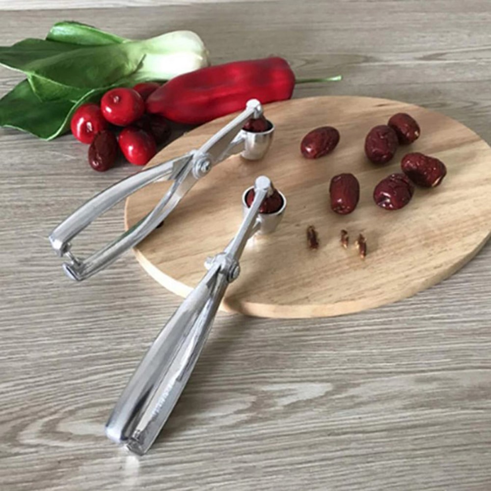 Quick Press Cherry Pitter Tool Stainless Fruit Seed Remover for Cherries Olives Dates