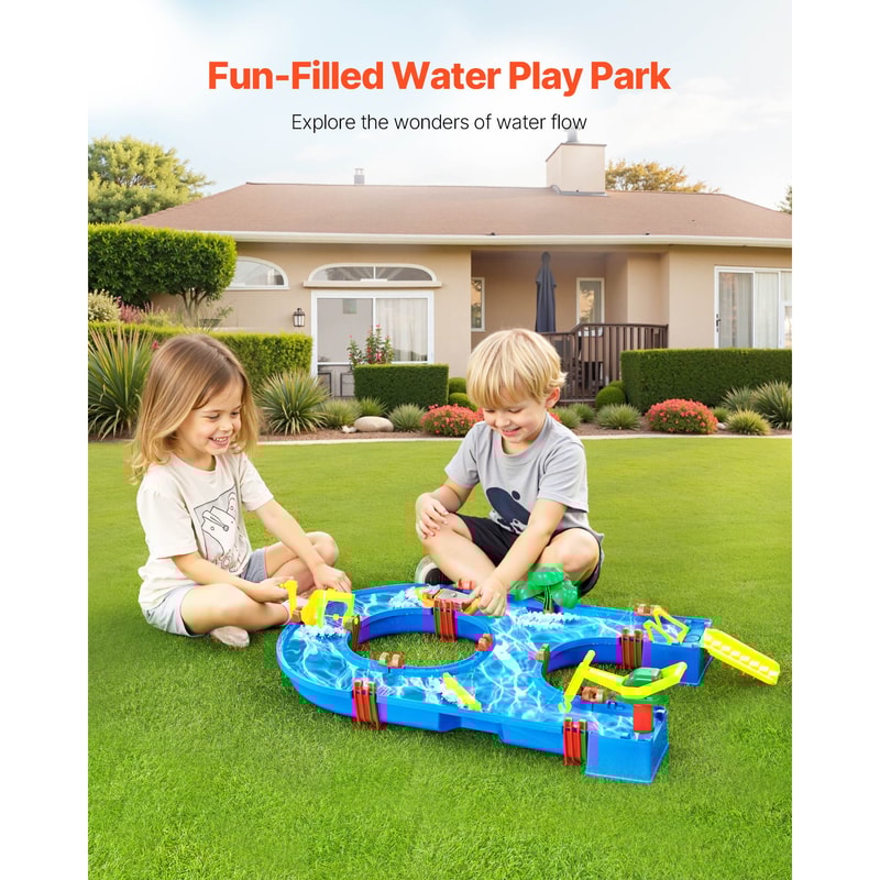 Kids Water Play Table Outdoor Splash Park with Accessories Summer Sensory Activity Toy