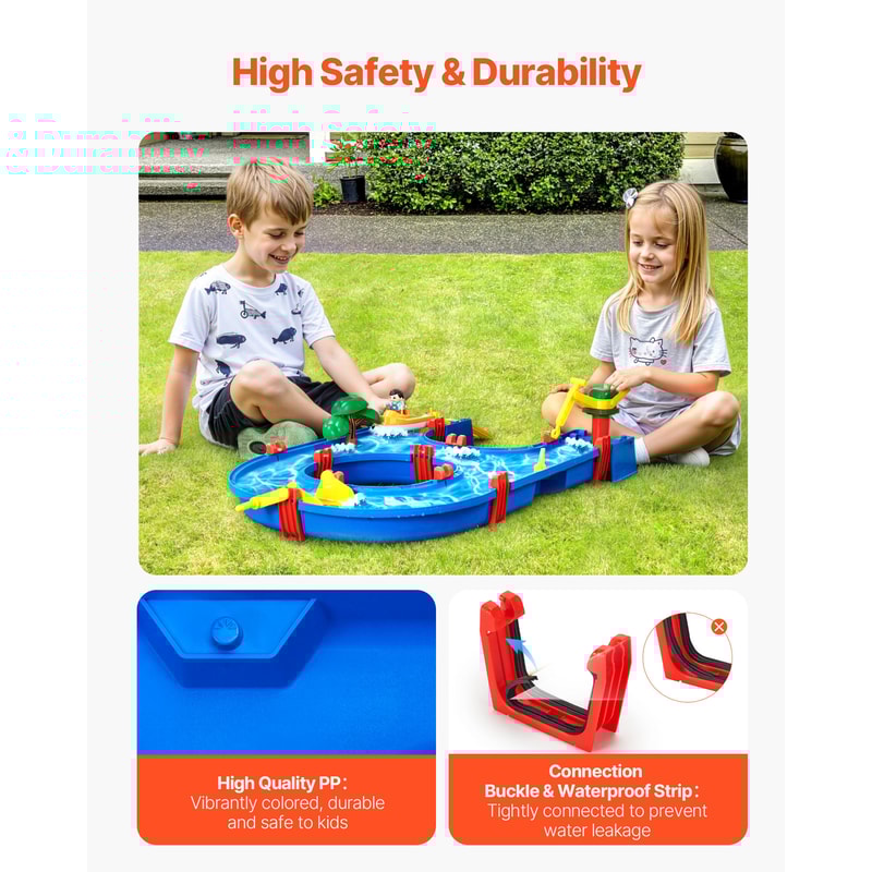 Kids Water Play Table Outdoor Splash Park with Accessories Summer Sensory Activity Toy
