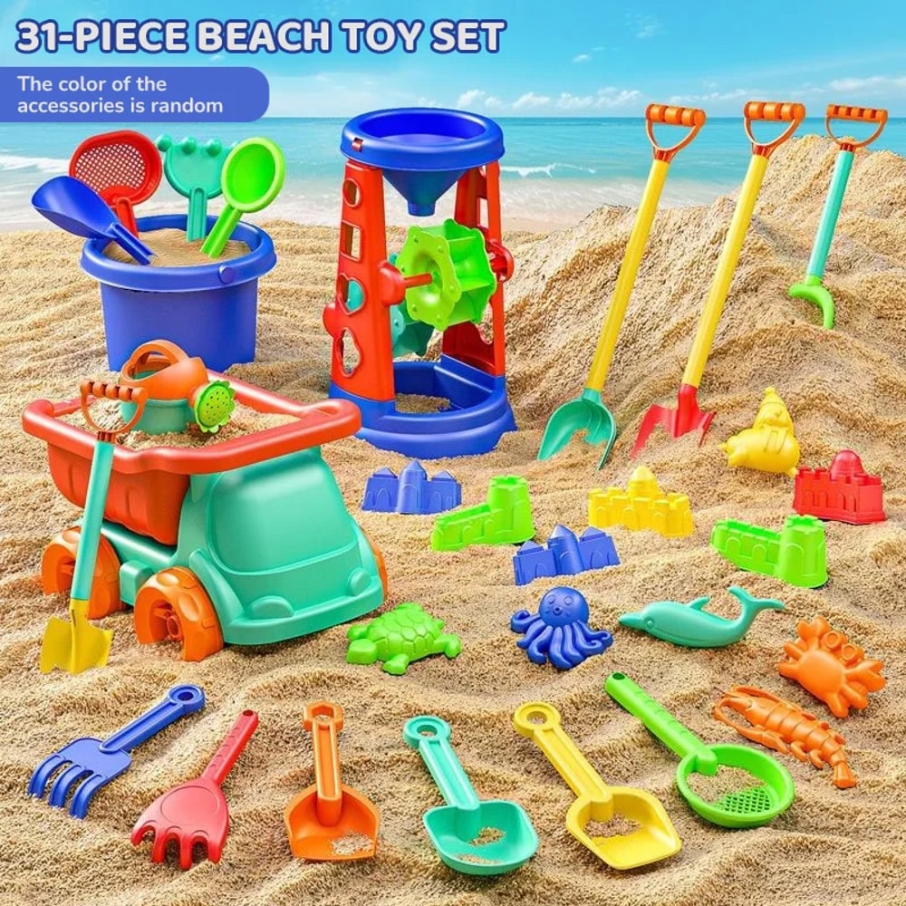 Kids Beach Sand Toy Set Bucket And Shovel Kit With Dinosaur Molds For Creative Play 0