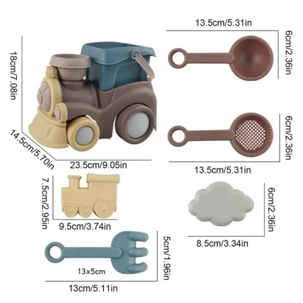 Kids Beach Sand Toy Set Train Truck Sandbox Kit With Bucket Tools For Toddlers 1