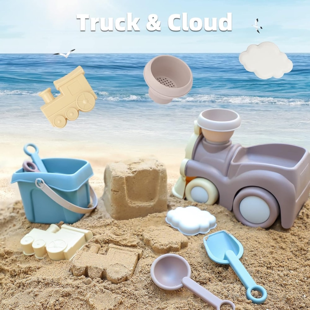 Kids Beach Sand Toy Set Train Truck Sandbox Kit With Bucket Tools For Toddlers 4