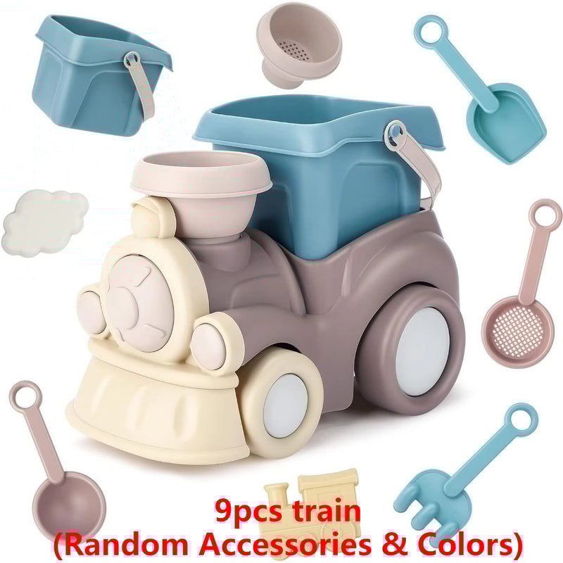 Kids Beach Sand Toy Set Train Truck Sandbox Kit With Bucket Tools For Toddlers 6