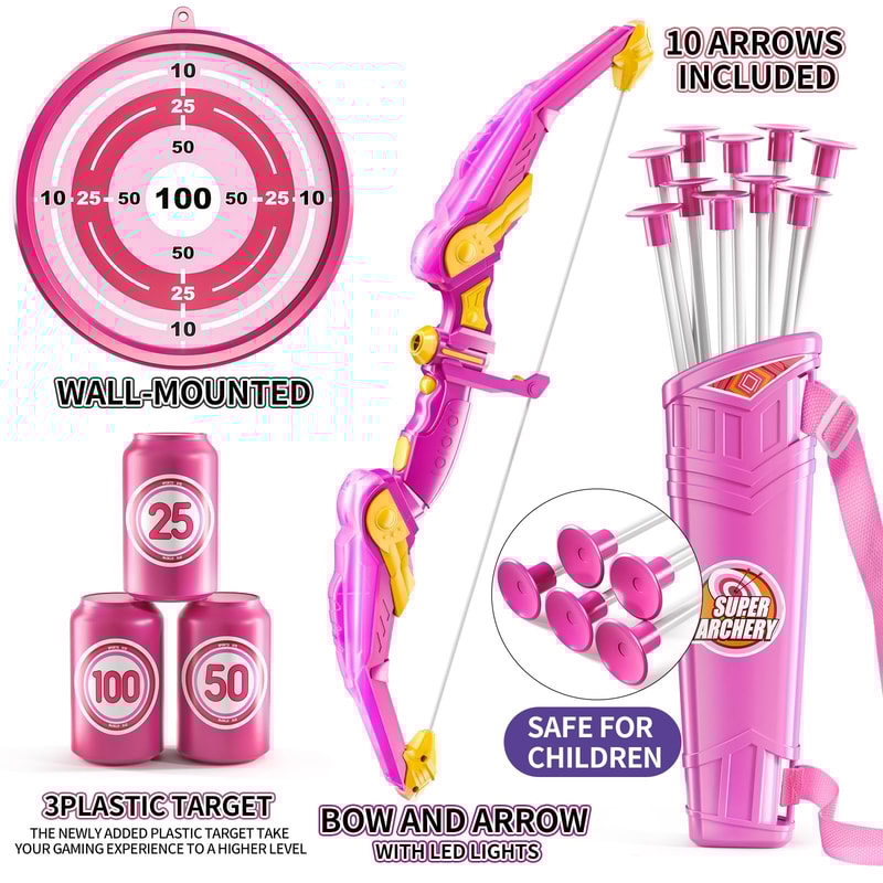 Kids Archery Set Bow and Arrow Toy with Target Safe Outdoor Indoor Shooting Game