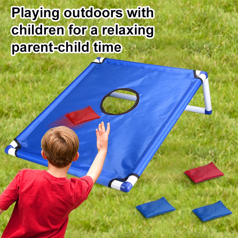 Kids Portable Cornhole Toss Game Set with Bean Bags Outdoor Yard Play Toy for Family Fun