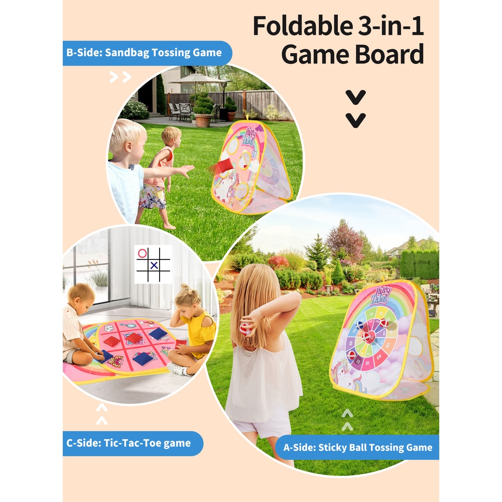 Kids Bean Bag Toss Game Set Outdoor Lawn Game For Family Fun And Party Activities 4