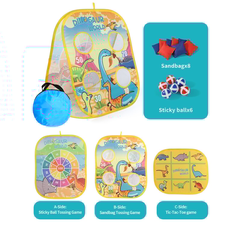 Kids Bean Bag Toss Game Set Outdoor Lawn Game For Family Fun And Party Activities 7