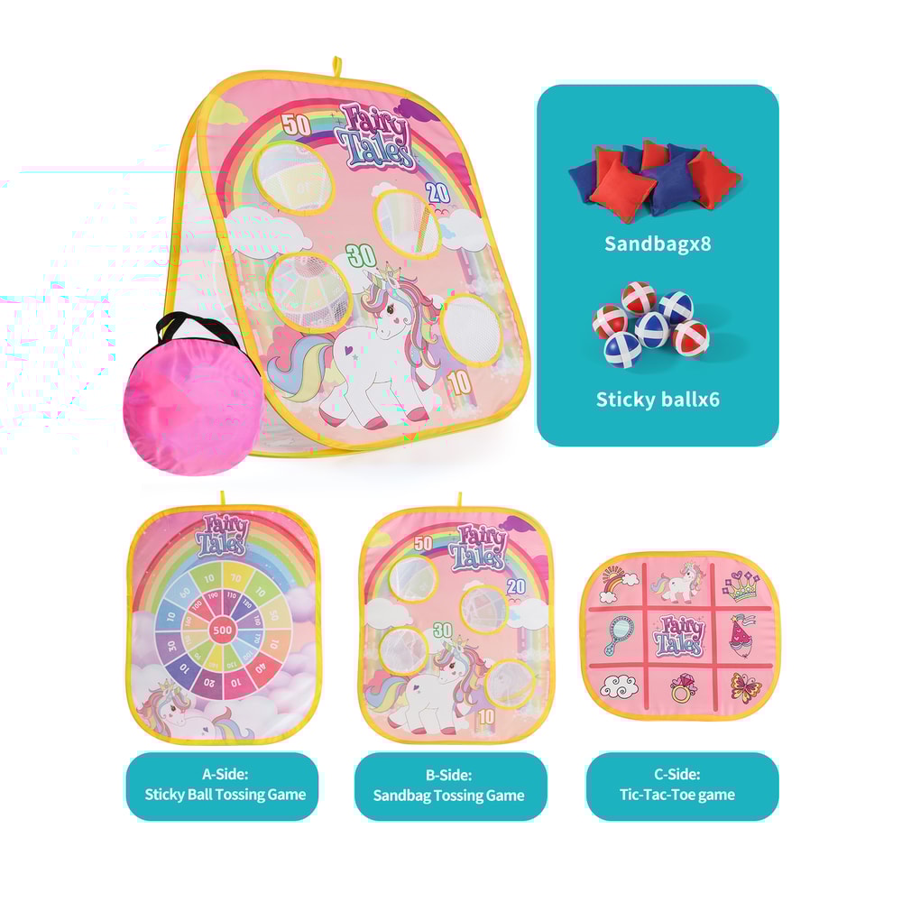 Kids Bean Bag Toss Game Set Outdoor Lawn Game For Family Fun And Party Activities 8