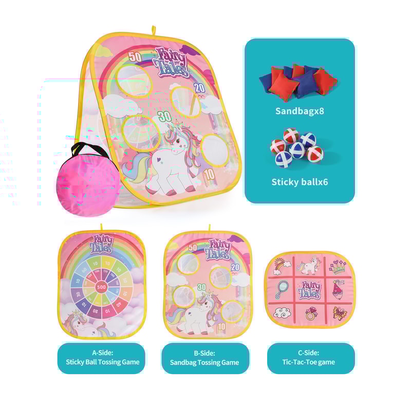 Kids Bean Bag Toss Game Set Outdoor Lawn Game For Family Fun And Party Activities 8