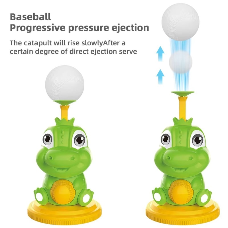 Dinosaur Kids Pitching Machine Baseball Toy Set with Automatic Launcher for Batting Practice