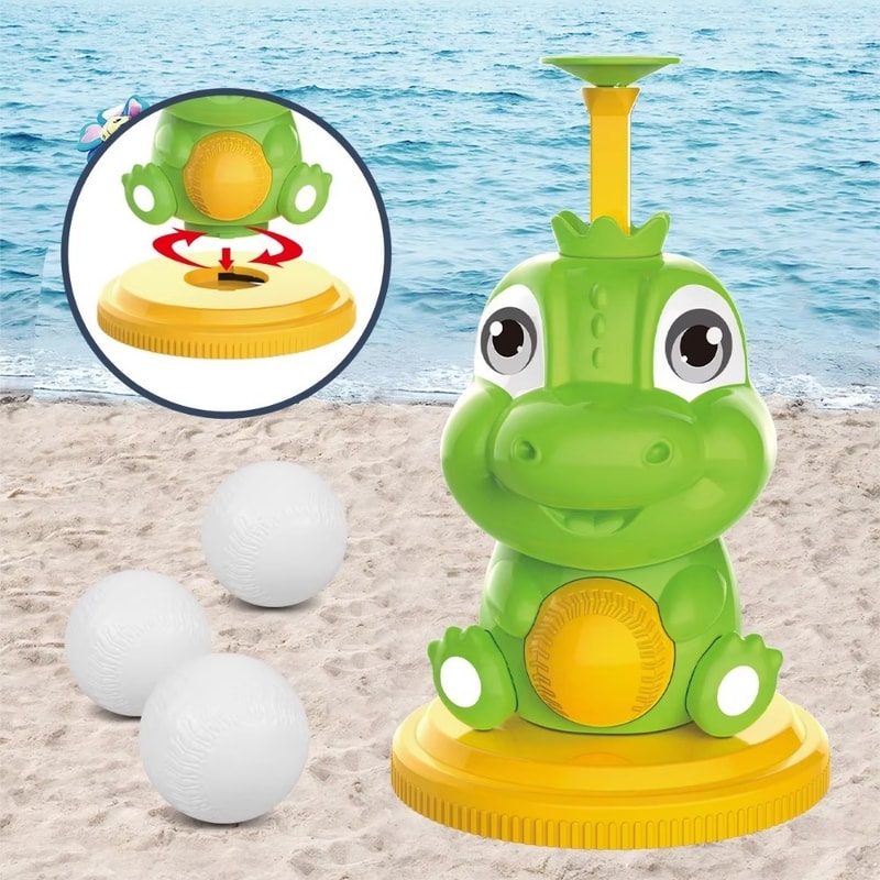 Dinosaur Kids Pitching Machine Baseball Toy Set with Automatic Launcher for Batting Practice