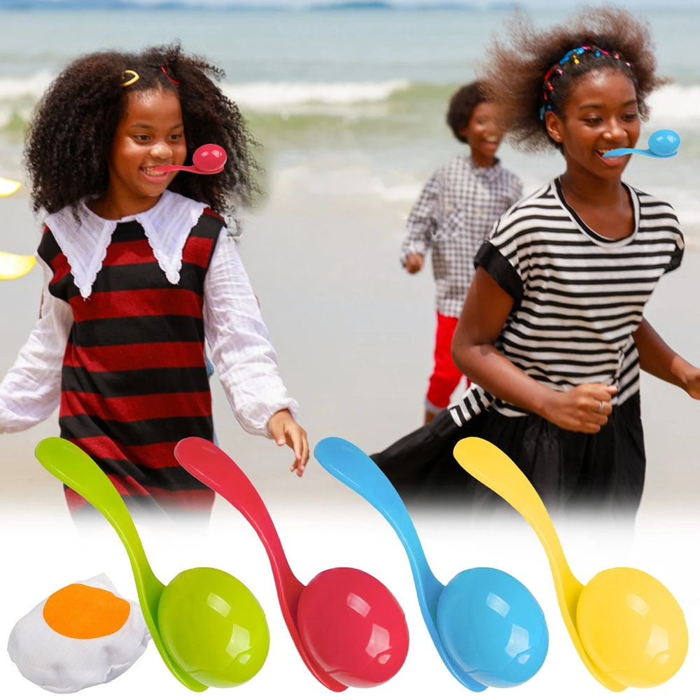 Kids Egg and Spoon Race Game Set Outdoor Balance Toy for Relay Party Fun