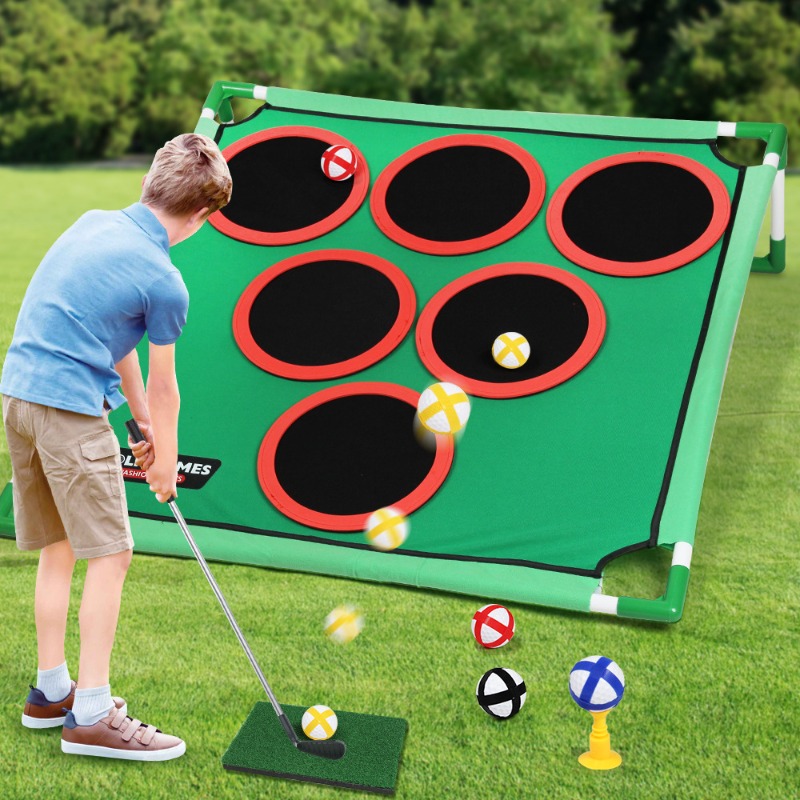 Indoor Golf Chipping Game Set with Putting Mat and Target Fun Family Golf Practice Set
