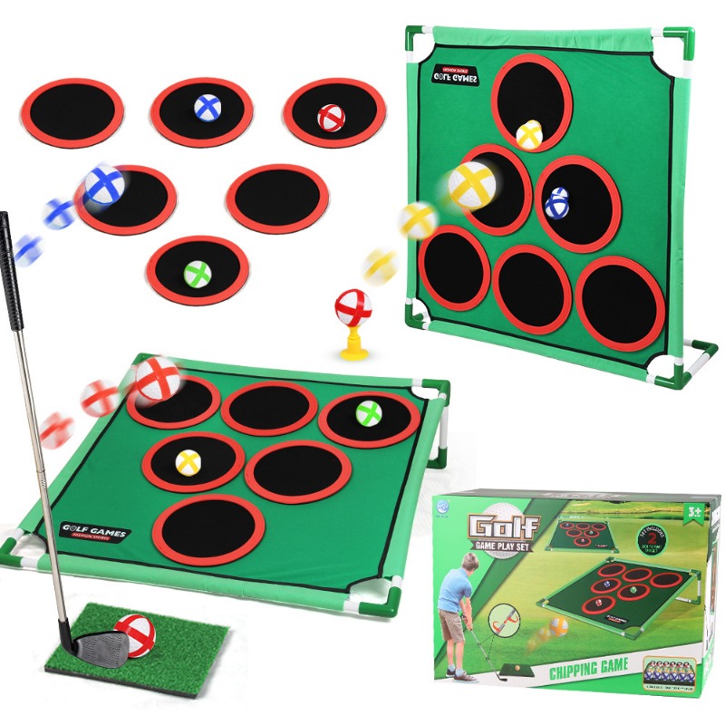 Indoor Golf Chipping Game Set with Putting Mat and Target Fun Family Golf Practice Set