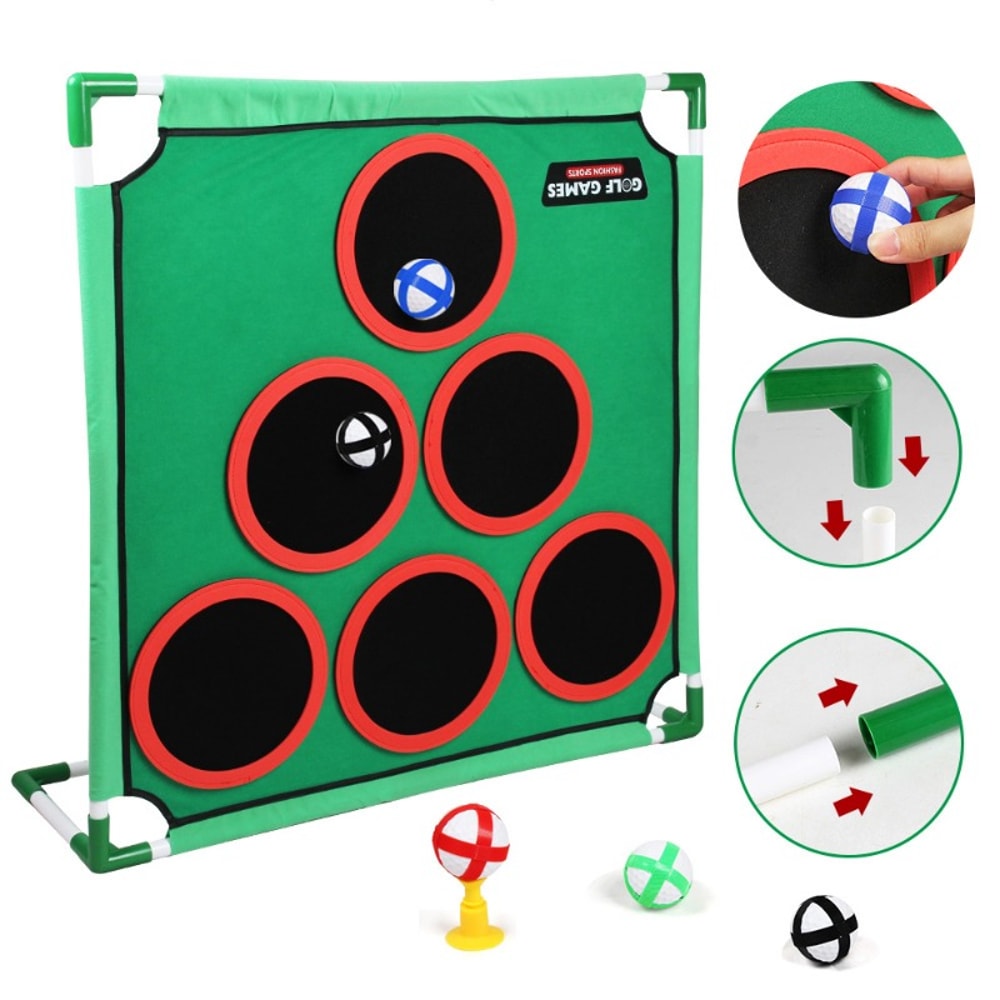 Indoor Golf Chipping Game Set with Putting Mat and Target Fun Family Golf Practice Set