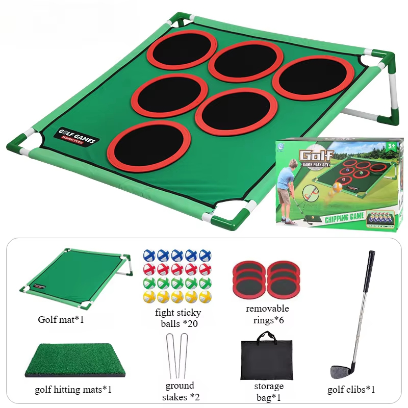 Indoor Golf Chipping Game Set with Putting Mat and Target Fun Family Golf Practice Set