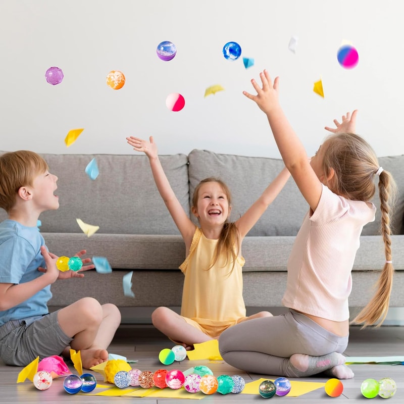 Colorful Assorted Bouncy Balls Bulk Set for Kids Party Favors and Birthday Gift Packs