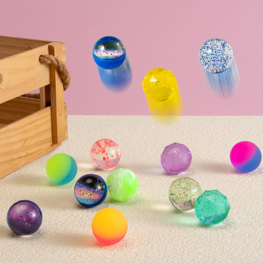 Colorful Assorted Bouncy Balls Bulk Set for Kids Party Favors and Birthday Gift Packs