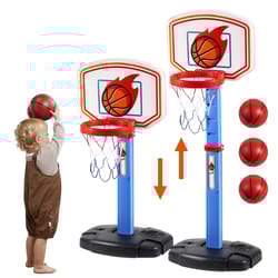 adjustable kids basketball hoop indoor set with height control and ball for toddlers play