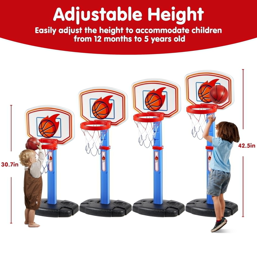 Adjustable Kids Basketball Hoop Indoor Set with Height Control and Ball for Toddlers Play
