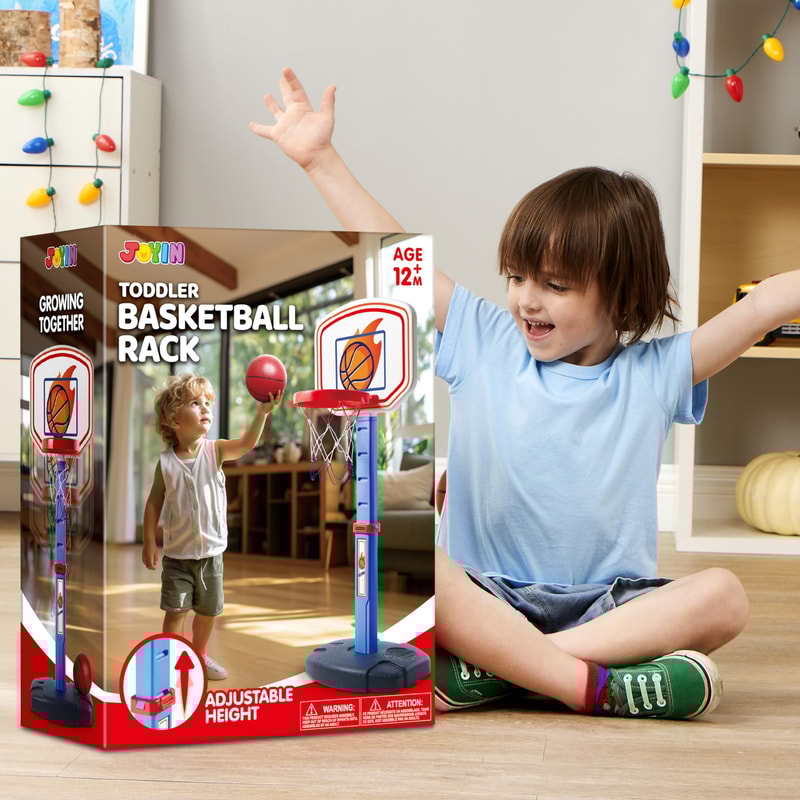 Adjustable Kids Basketball Hoop Indoor Set with Height Control and Ball for Toddlers Play