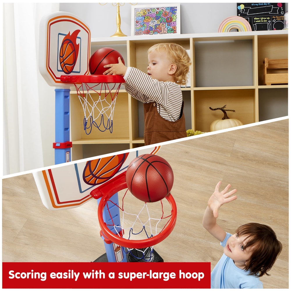 Adjustable Kids Basketball Hoop Indoor Set with Height Control and Ball for Toddlers Play
