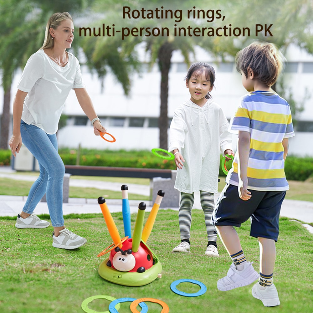 All in One Kids Outdoor Game Set Rocket Launcher Ring Toss and Jump Toy