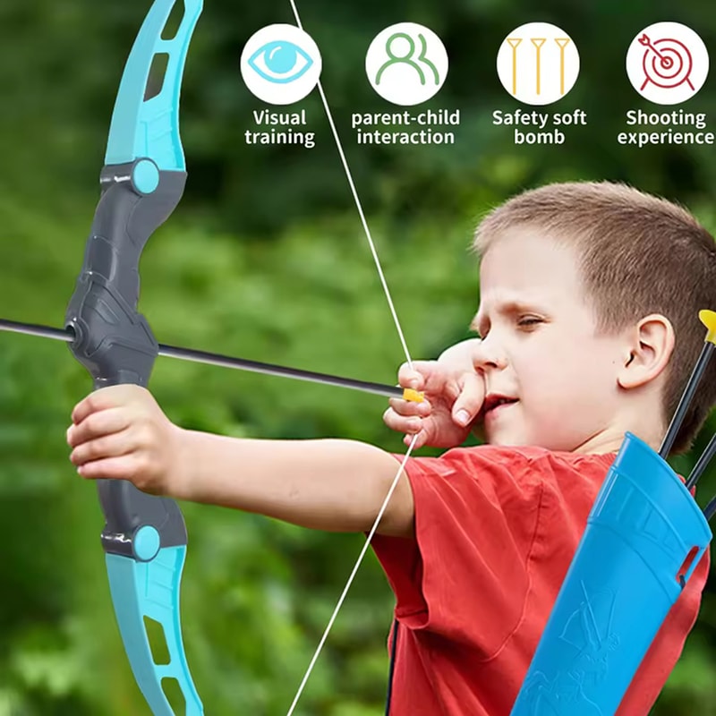 Kids Archery Set Toy with Target Safe Outdoor Bow and Arrow Shooting Game for Children