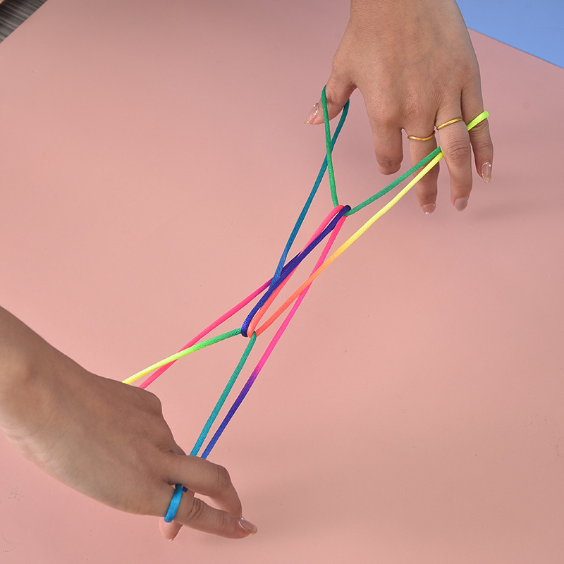 Rainbow Cat Cradle String Game for Kids Interactive Hand String Toy
