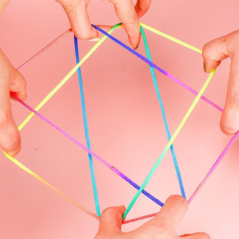 Rainbow Cat Cradle String Game for Kids Interactive Hand String Toy