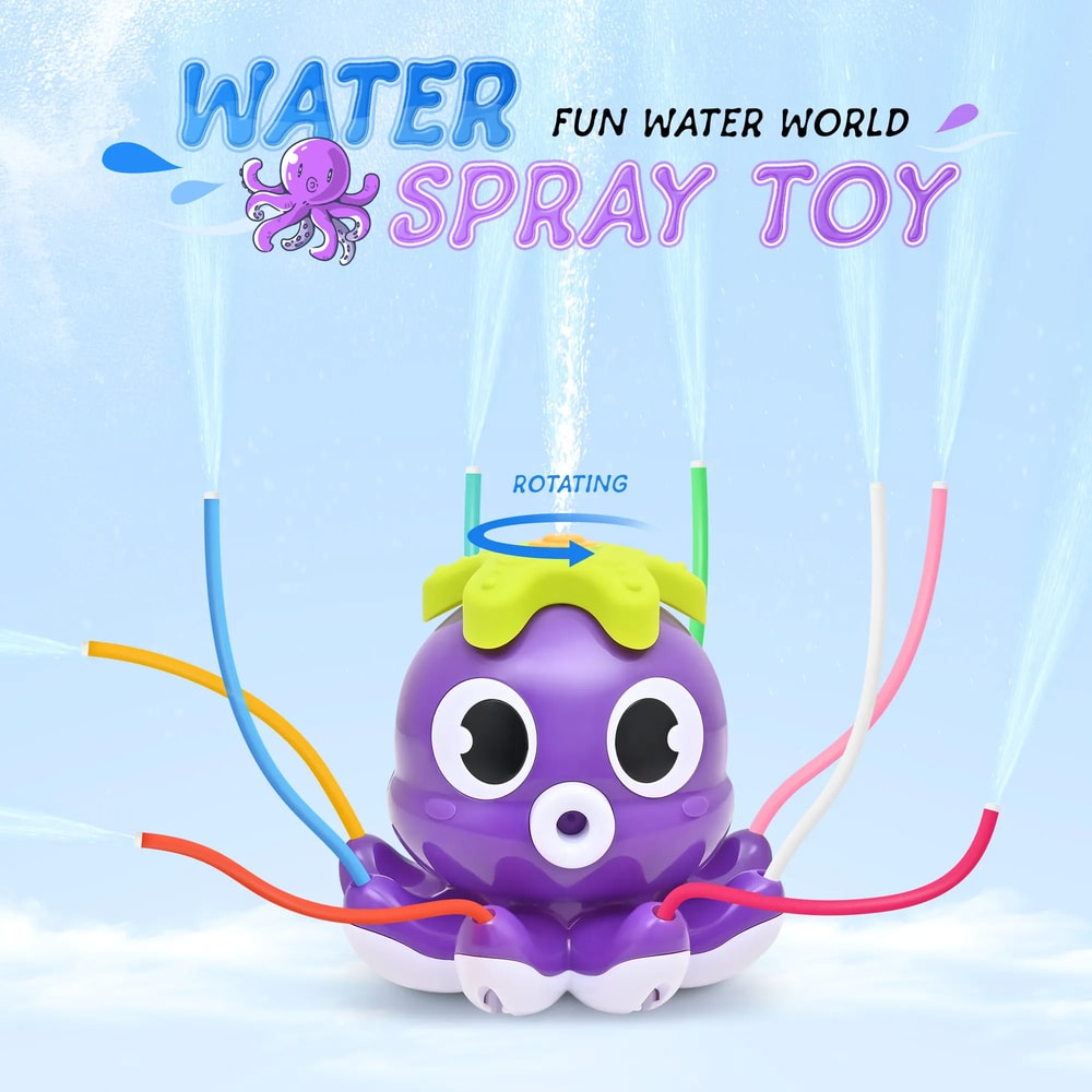 Rotating Octopus Splash Sprinkler Toy For Kids Outdoor Water Play Backyard Fun 3
