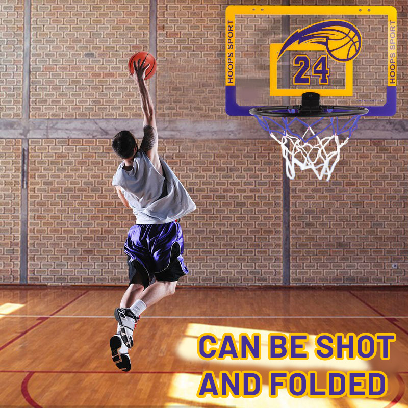 Indoor Kids Basketball Hoop Set Wall Mounted No Drill Basketball Game For Home Play 2