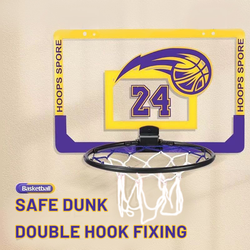 Indoor Kids Basketball Hoop Set Wall Mounted No Drill Basketball Game For Home Play 3