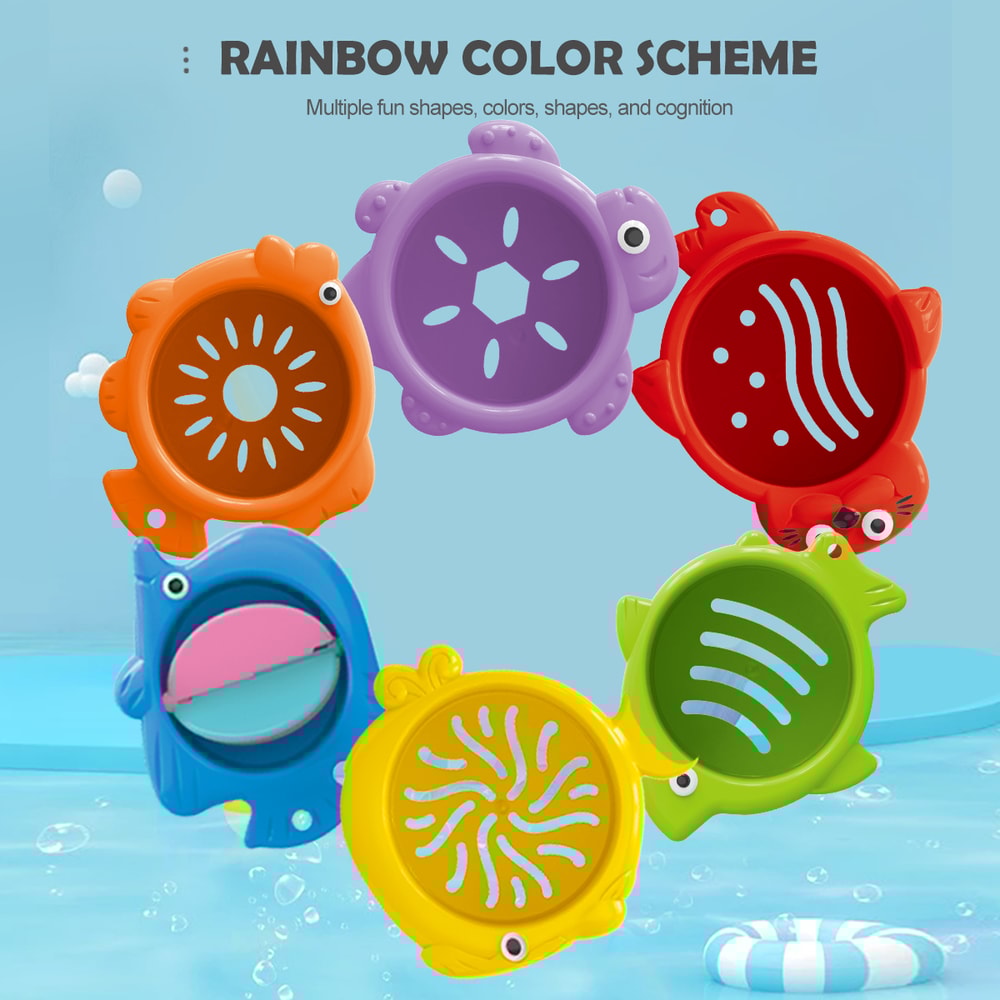 Toddler Bath Toys Stacking Cups Set, Kids Water Play Toys for Bath Beach Learning Fun