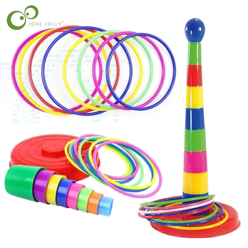 Kids Ring Toss Game Outdoor Stacking Toy Parent Child Interactive Play Set