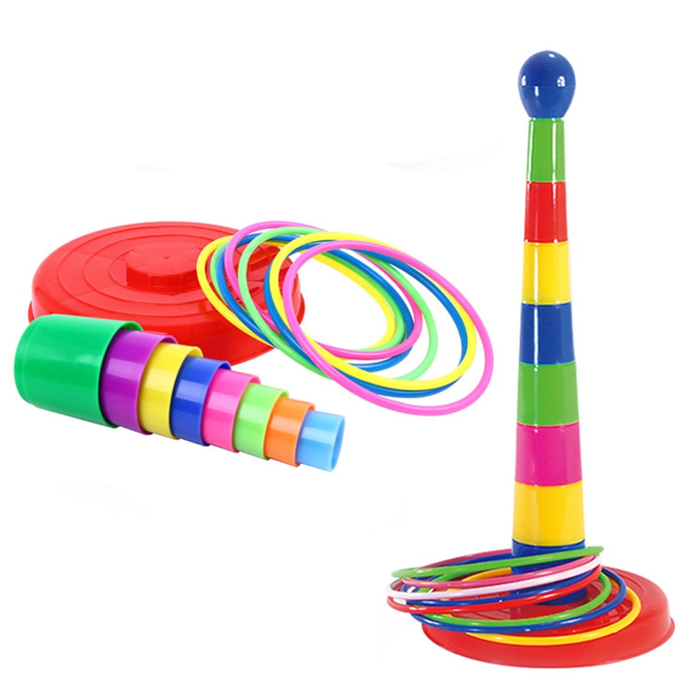 Kids Ring Toss Game Outdoor Stacking Toy Parent Child Interactive Play Set