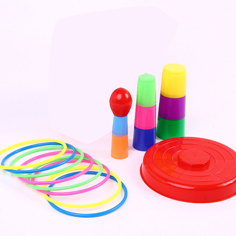 Kids Ring Toss Game Outdoor Stacking Toy Parent Child Interactive Play Set