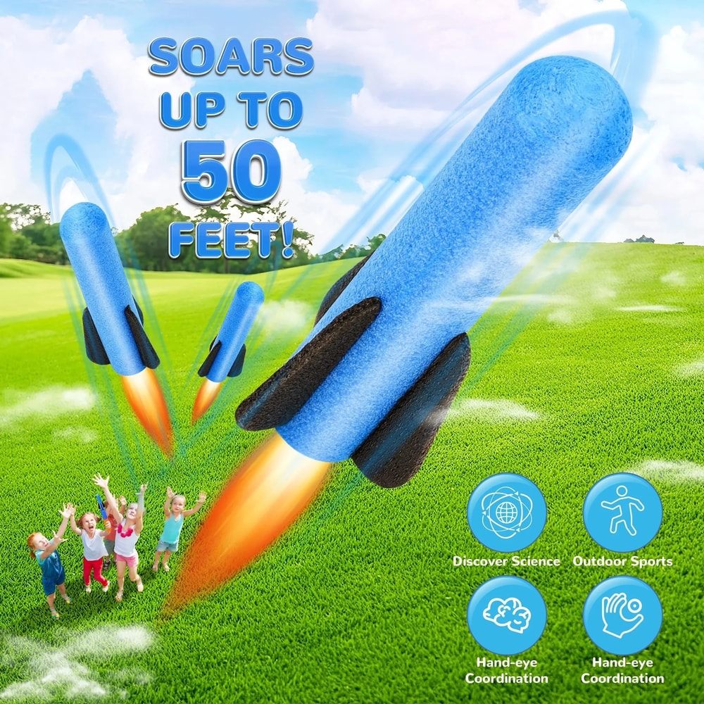 High Launch Kids Foam Rocket Launcher Outdoor Toy Set