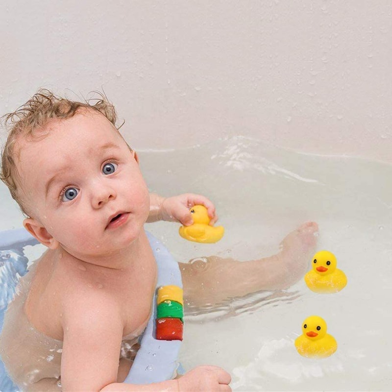 Mini Rubber Duck Bath Toys for Toddlers Squeaky Floating Baby Bathtub Toys Set