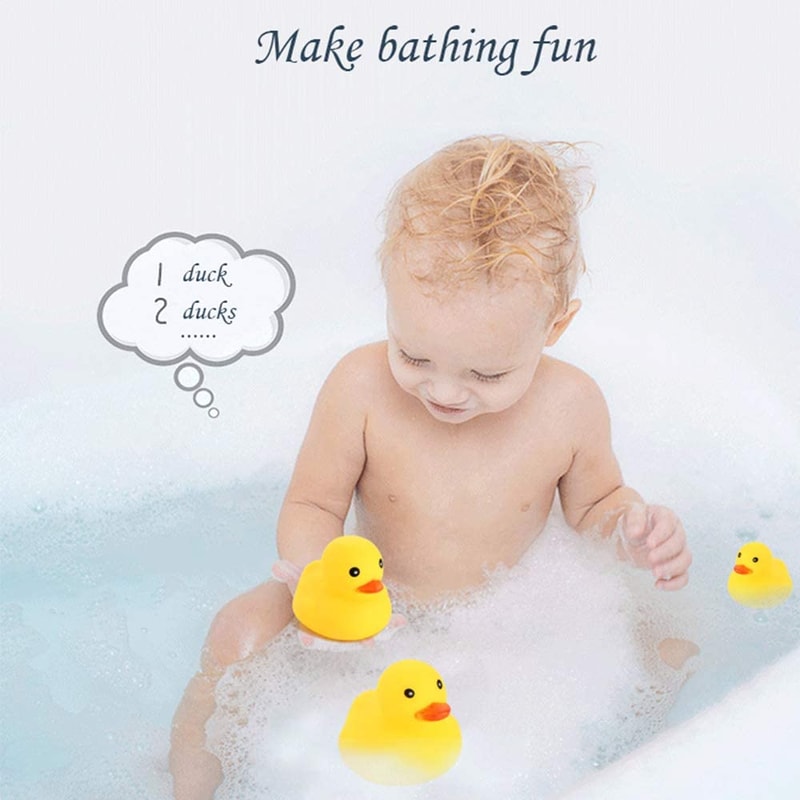 Mini Rubber Duck Bath Toys for Toddlers Squeaky Floating Baby Bathtub Toys Set