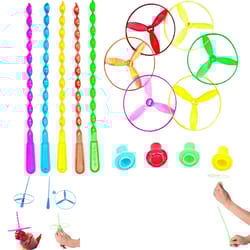 kids flying helicopter toy hand powered bamboo dragonfly spinner