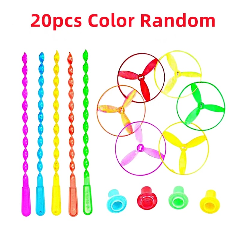 Kids Flying Helicopter Toy Hand Powered Bamboo Dragonfly Spinner